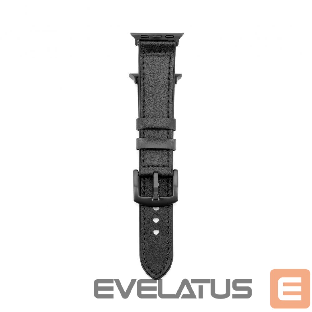 Strap Connect Watch 42/44/45mm Silicone patch Leather Watch Strap (132mm M/L) Black