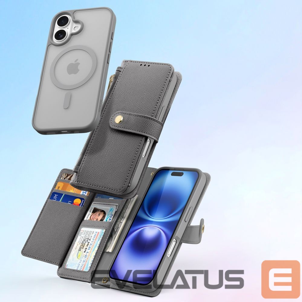Back panel cover Dux Ducis Dux Ducis Lawa Leather Case for iPhone 16 - Gray