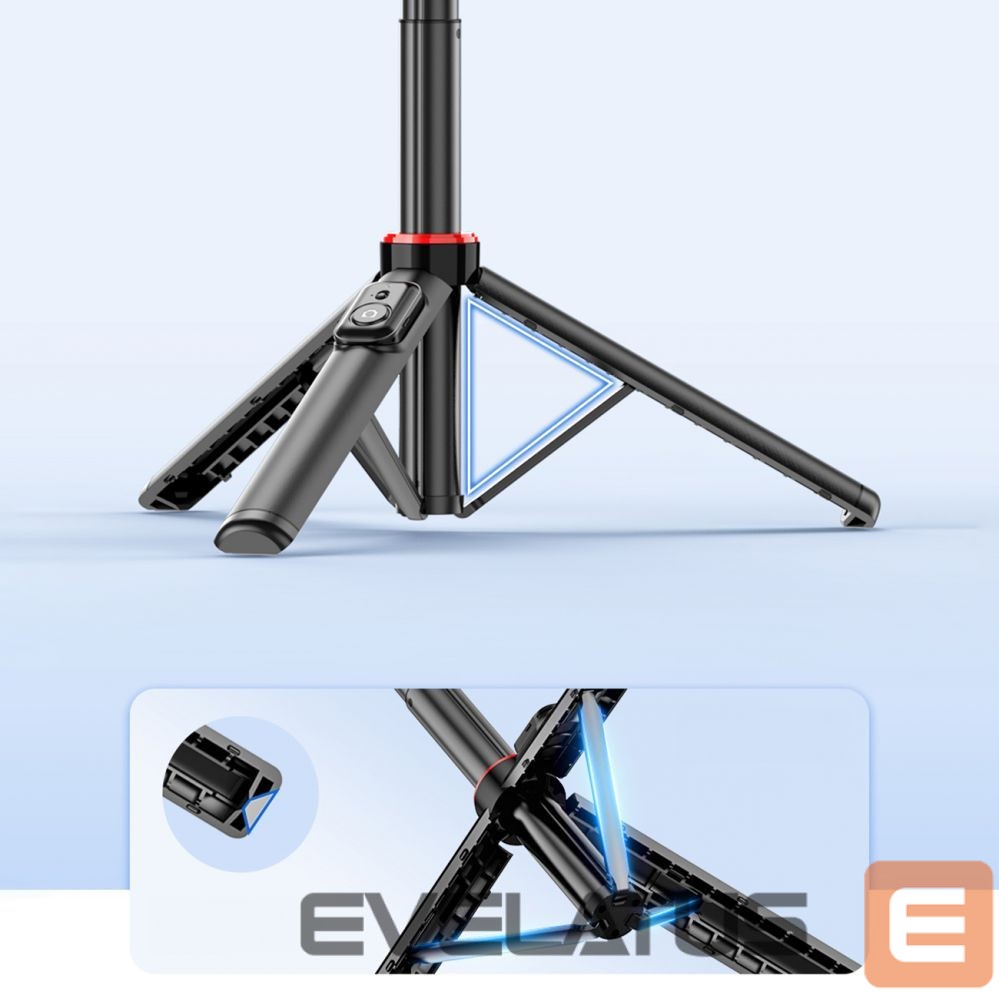 Camera accessory Hurtel Selfie stick WC12YDS 1.3m aluminum alloy telescopic tripod with dual lamp and phone holder - black