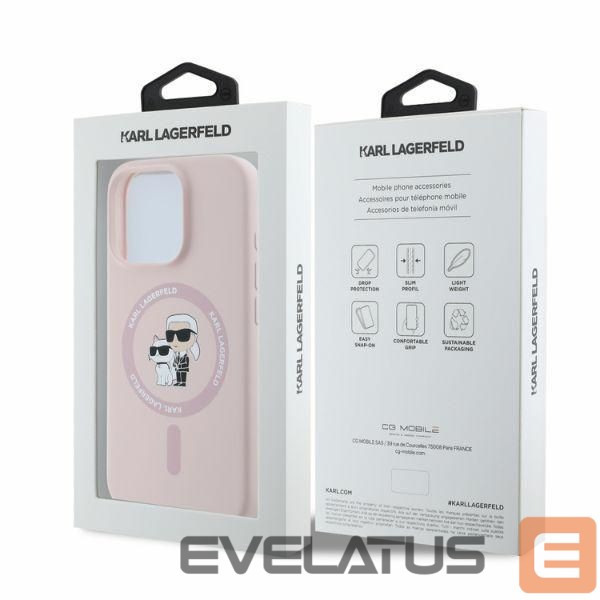 Back panel cover Karl Lagerfeld Karl Lagerfeld Silicone Karl&Choupette Heads MagSafe Case for iPhone 16 Pro Max - Pink