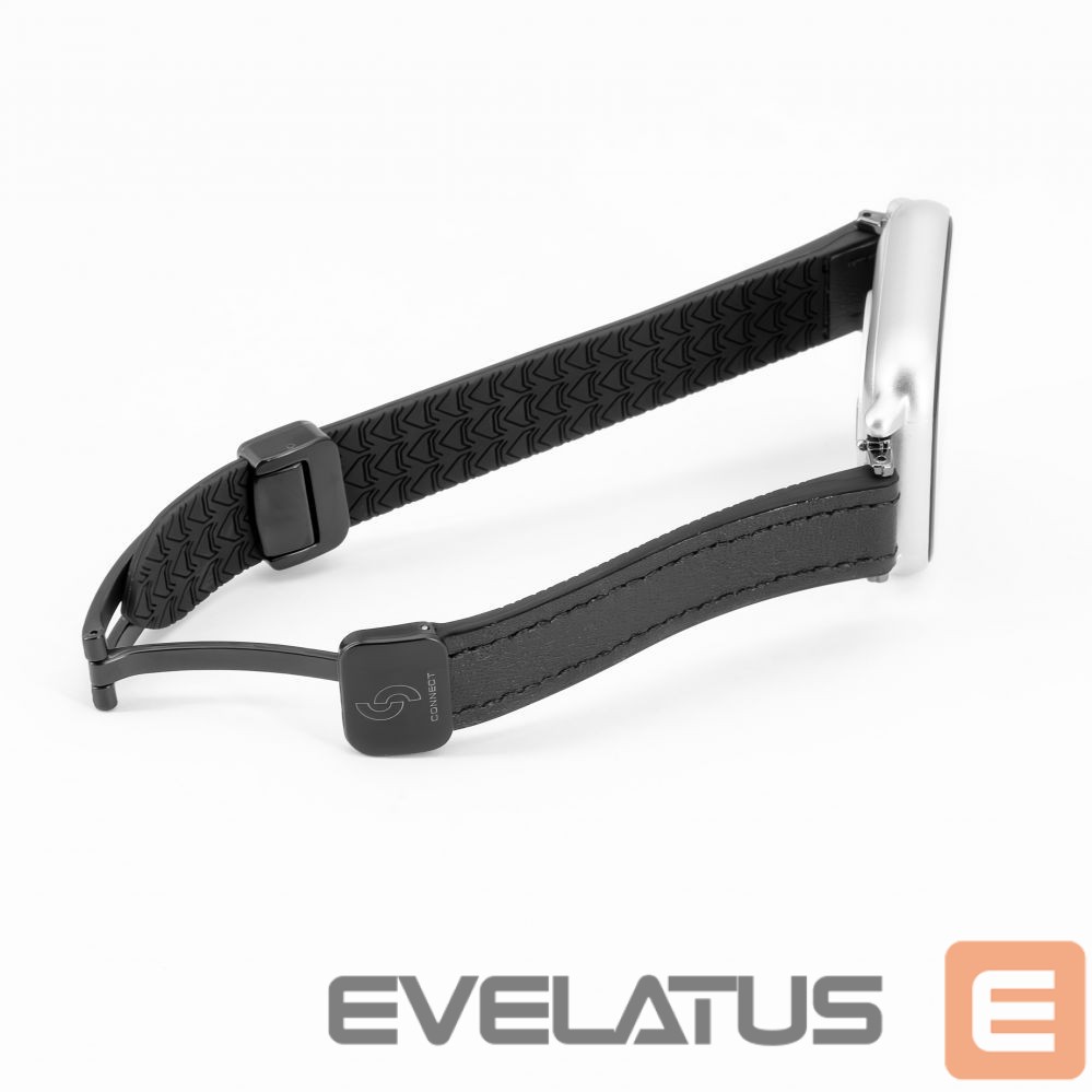 Strap Connect 22mm Silicone Leather Watch Strap with Magnetic Black