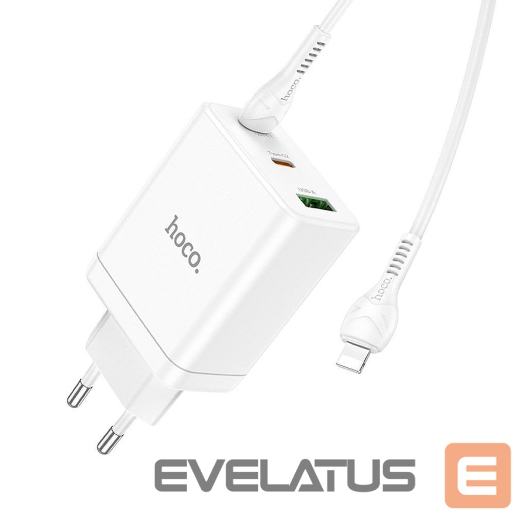 Adapter Hoco Phone charger Hoco 2 x USB C + USB A QC3.0 PD 3A 35W + cable USB C to Lightning N33 white