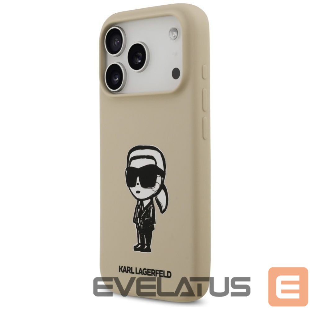 Back panel cover Karl Lagerfeld Apple KARL LAGERFELD case for IPHONE 17 Pro compatible with MagSafe KLHMP17LSKIGROW (Silicone W/ KL Sketch & Logo) brown Brown