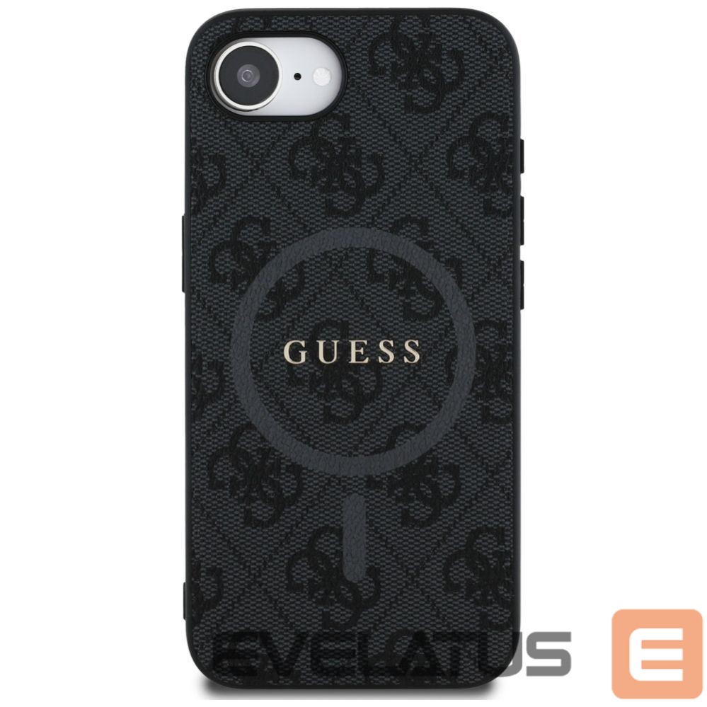 Back panel cover Guess Guess PU Leather 4G Colored Ring Case with MagSafe for iPhone 16e - Black
