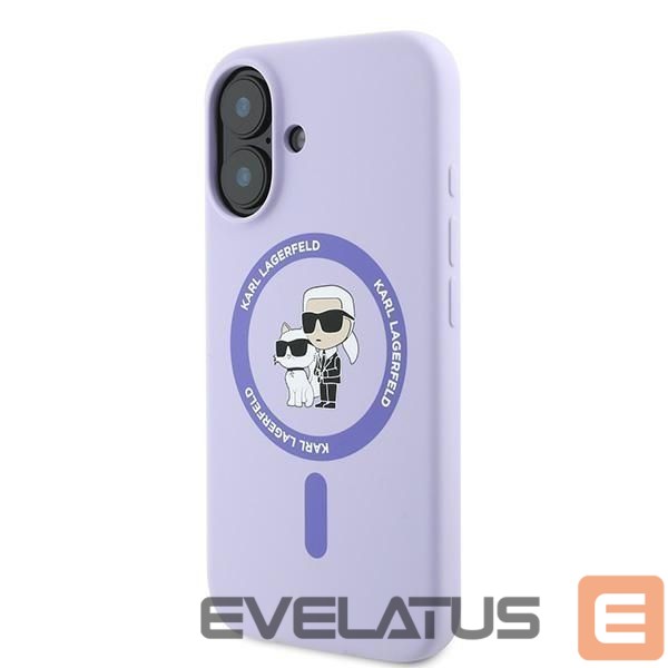 Back panel cover Karl Lagerfeld Karl Lagerfeld Silicone Karl&Choupette Heads Ring MagSafe Case for iPhone 16 Plus - Purple