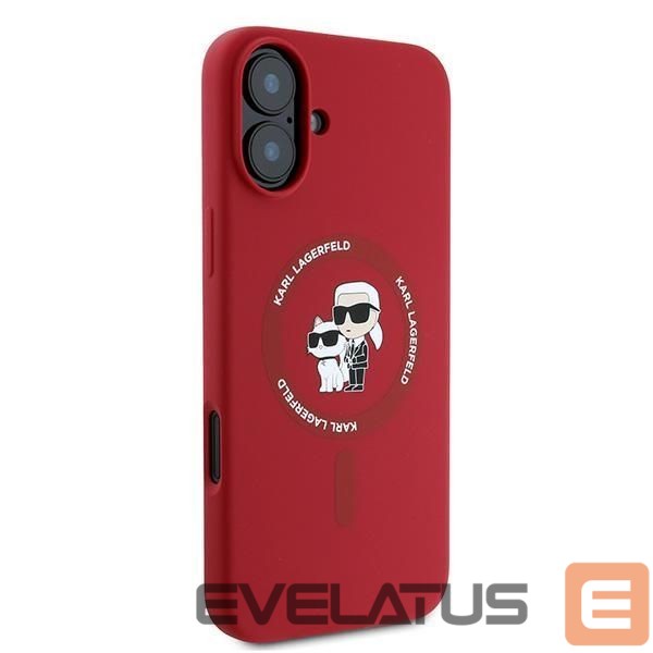 Back panel cover Karl Lagerfeld Karl Lagerfeld Silicone Karl&Choupette Heads Ring MagSafe Case for iPhone 16 Plus - Red
