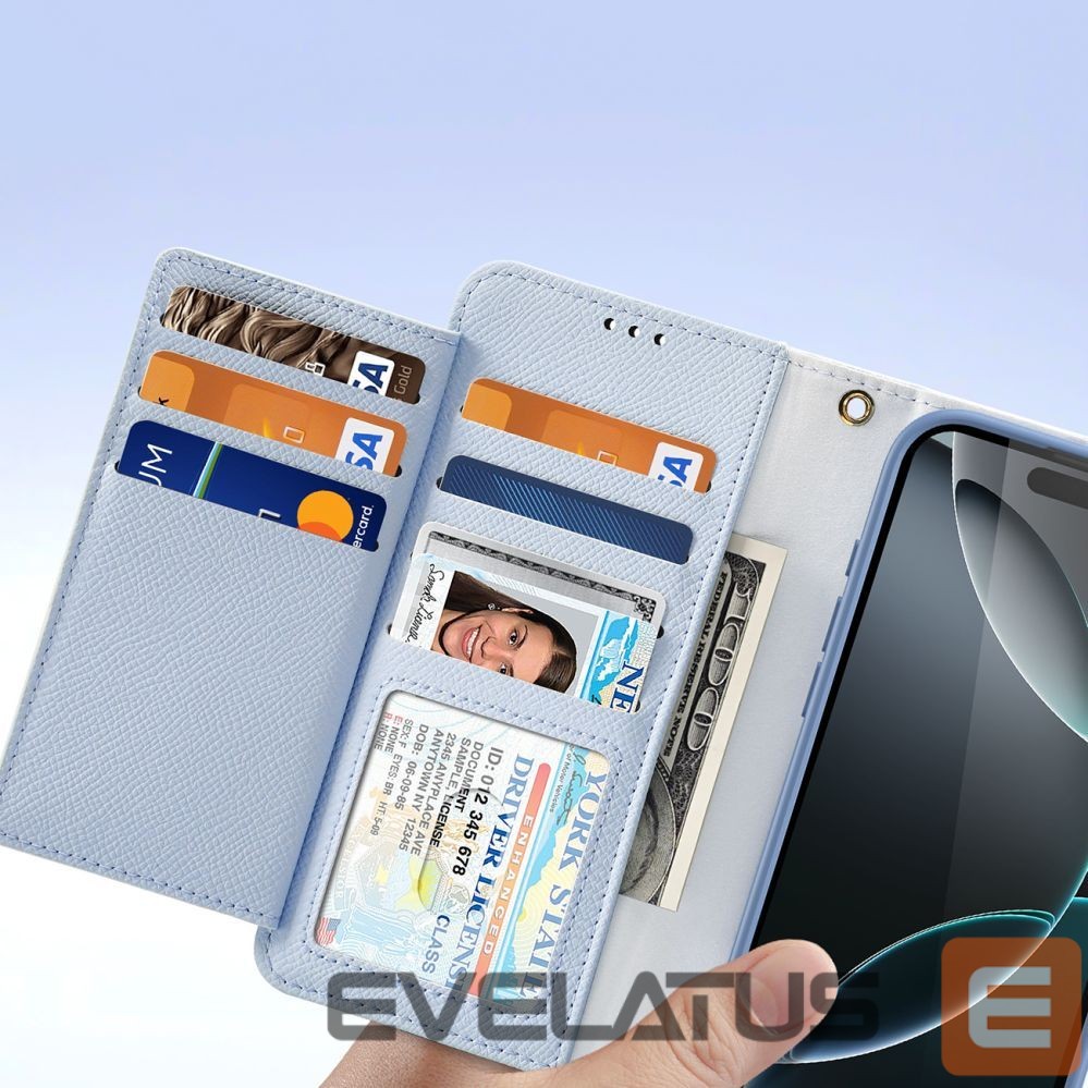 Back panel cover Dux Ducis Dux Ducis Lawa iPhone 16 Pro Leather Case with Detachable Magnetic Wallet - Blue