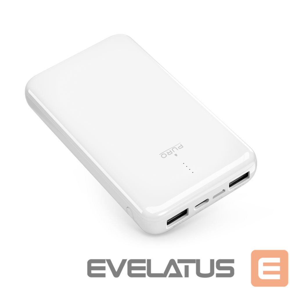 Power bank Puro Elektrik Powerbank Puro White 10000mAh 12W 2xUSB-A + USB-C - white