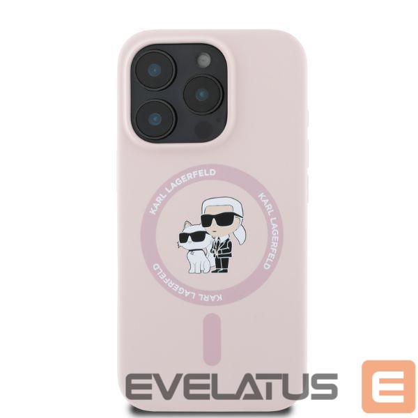 Back panel cover Karl Lagerfeld Karl Lagerfeld Silicone Karl&Choupette Heads MagSafe Case for iPhone 16 Pro Max - Pink