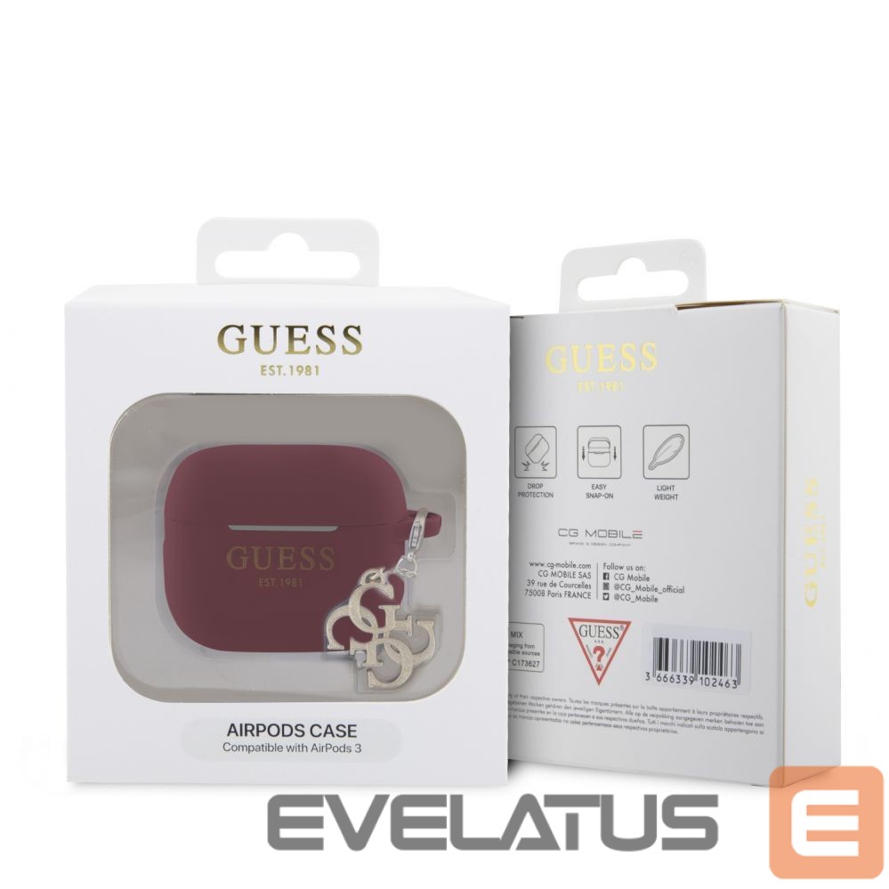 Headphone case Guess - Airpods 3 Case Silicone Classic Logo Gold With 4G Charm Marengo