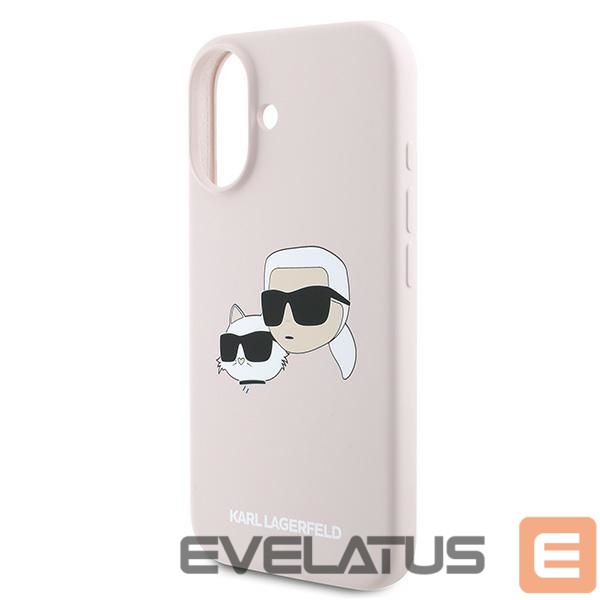Back panel cover Karl Lagerfeld Karl Lagerfeld Silicone Case Heads Print MagSafe for iPhone 16 Plus - Pink