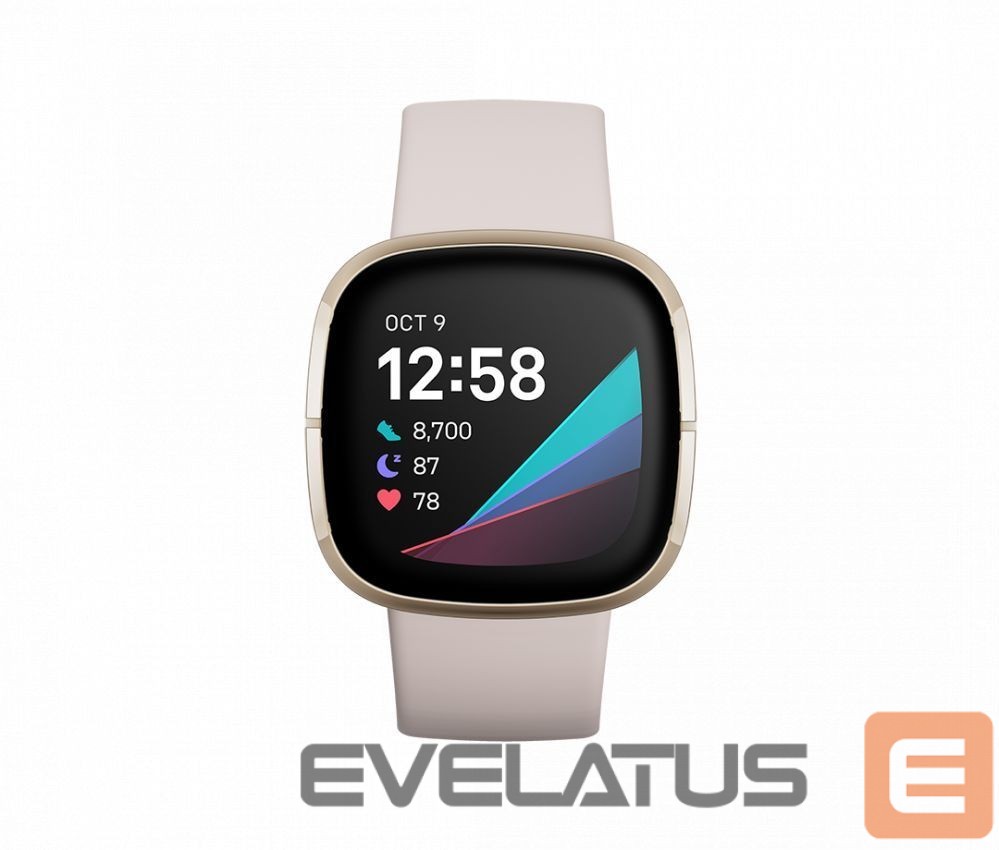 Smart watches Fitbit Sense Lunar Soft Gold Stainless Steel White