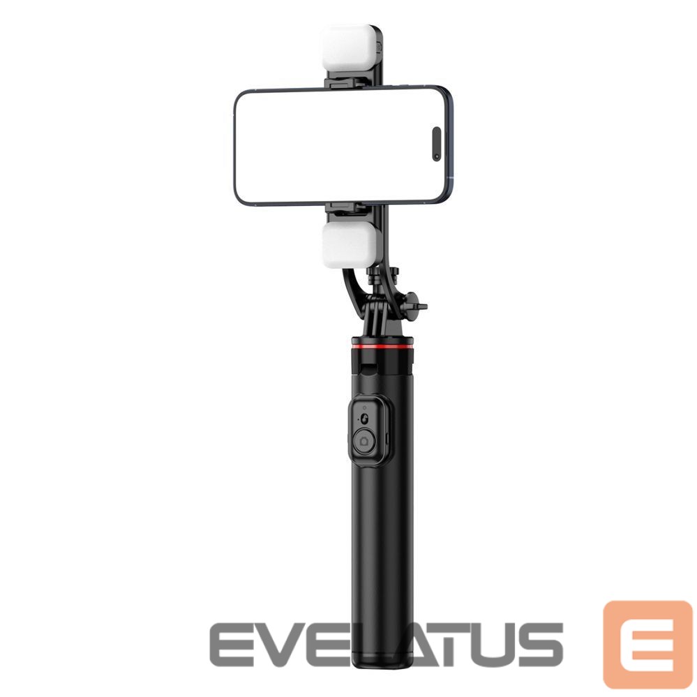 Camera accessory Hurtel Selfie stick WC12YDS 1.3m aluminum alloy telescopic tripod with dual lamp and phone holder - black