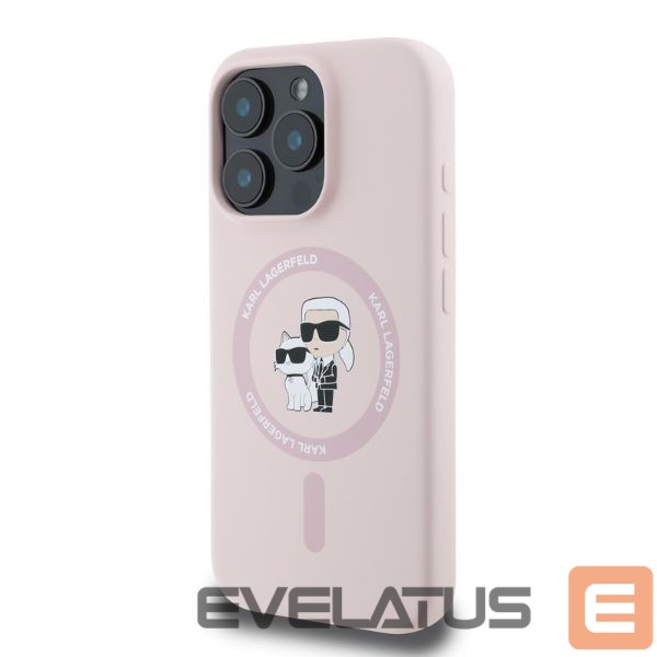 Back panel cover Karl Lagerfeld Karl Lagerfeld Silicone Karl&Choupette Heads MagSafe Case for iPhone 16 Pro Max - Pink