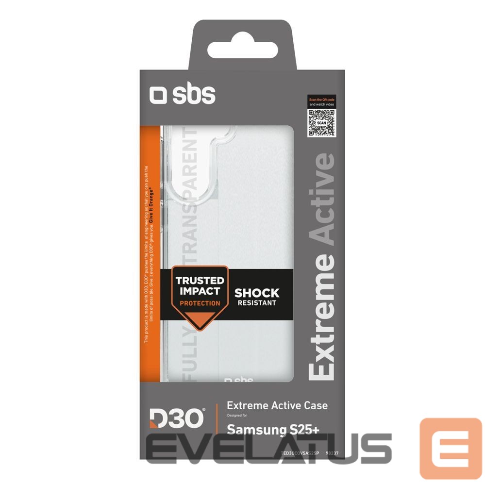 Back panel cover SBS SBS D3O Case for Samsung Galaxy S25+ - Transparent