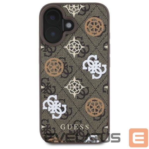 Back panel cover Guess Guess Peony On 4G Background MagSafe case for iPhone 16 - brown