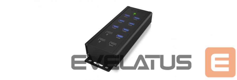 Routers Raidsonic 7-port Industrial hub IB-HUB1703-QC3 0.71 m, Black, USB Type-A