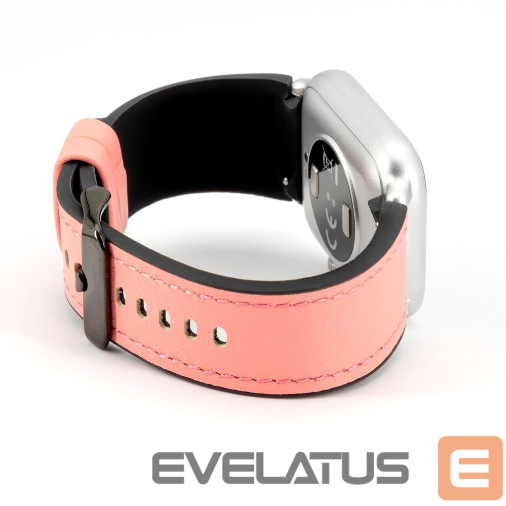 Strap Connect 20mm Silicone Patch Leather Watch Strap (130mm M/L) Pink