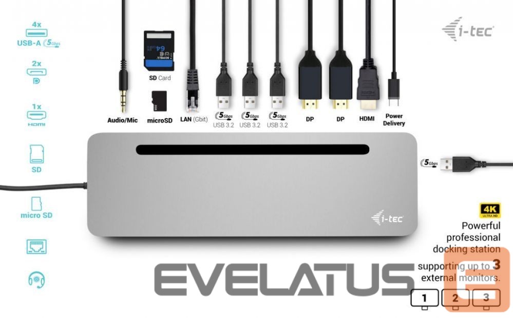 Computer accessories I-TEC I-TEC USB-C Metal Ergonomic 4K 3x Disply