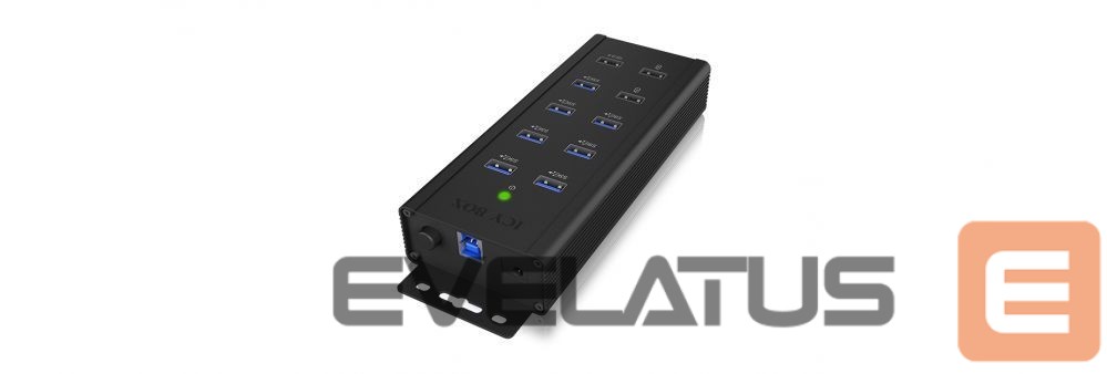 Routers Raidsonic 7-port Industrial hub IB-HUB1703-QC3 0.71 m, Black, USB Type-A