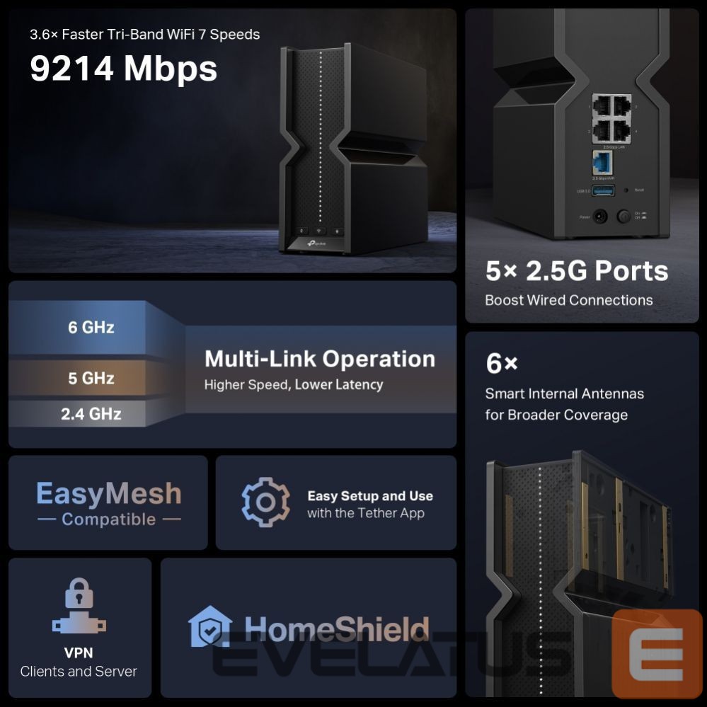 Routers TP-Link WRL ROUTER 9300MBPS WI-FI 7/TRI-BAND ARCHER BE550