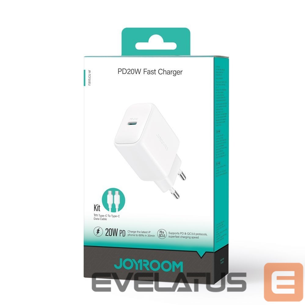 Adapter Joyroom Joyroom JR-TCF20 wall charger with a USB-C connector with a power of up to 20W (with USB-C / USB-C cable)