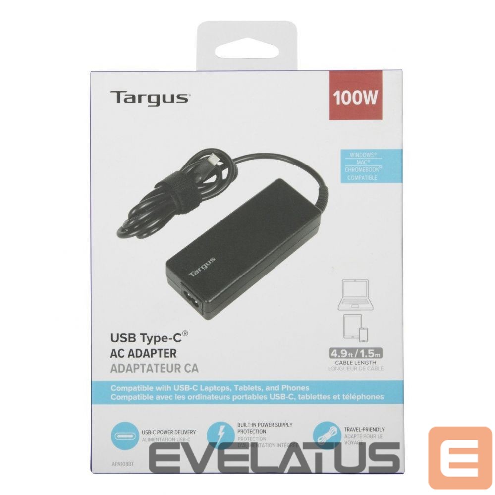 Controller Targus | 100 W USB-C PD Charger - For Laptops or Power Pass-Thru Docks | APA108EU