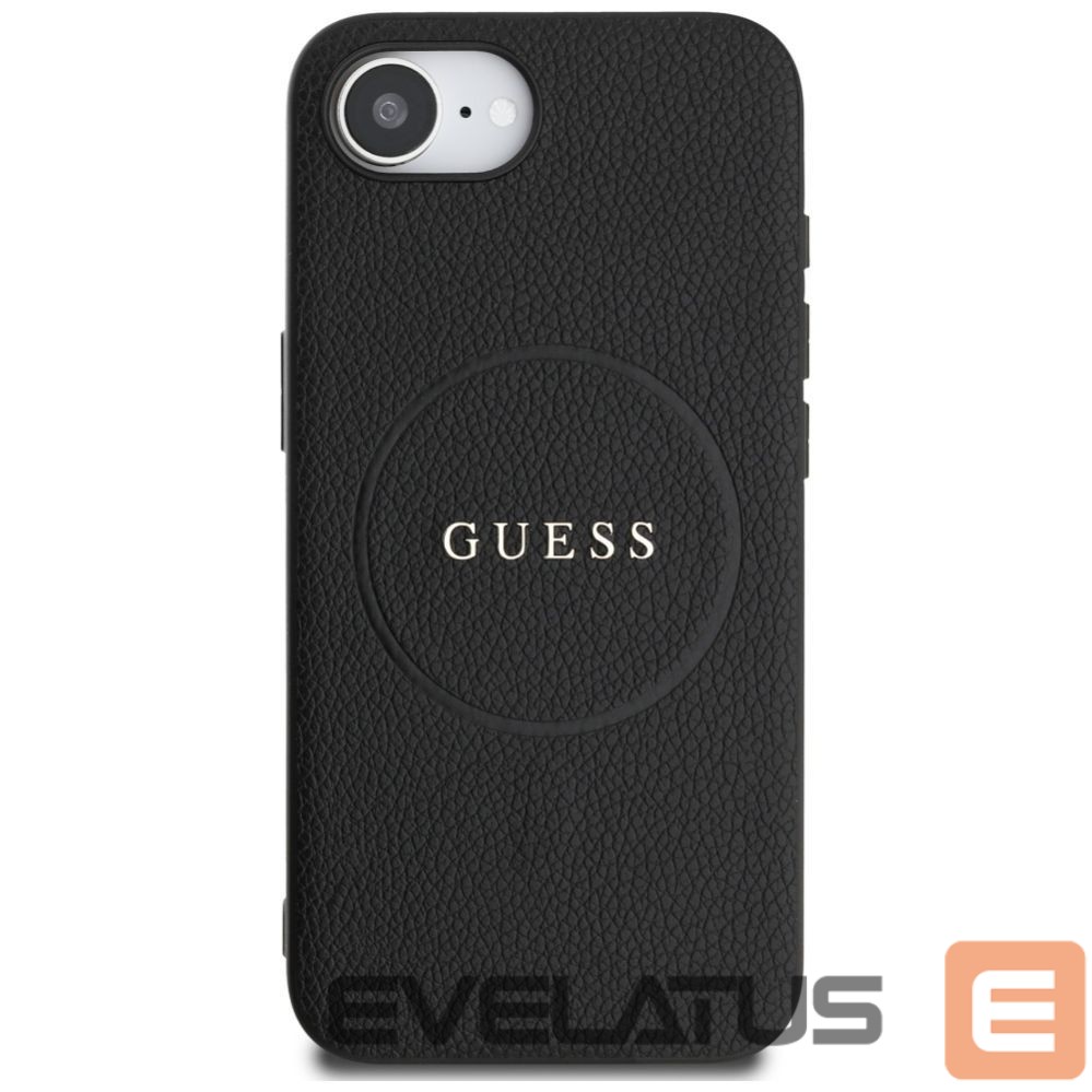 Back panel cover Guess Guess PU Grained Classic Logo case with MagSafe for iPhone 16e - black