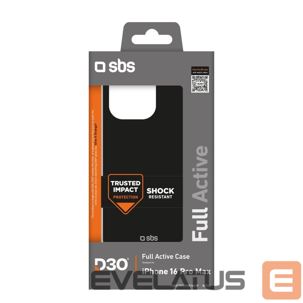 Back panel cover SBS SBS Full Active D3O Case for iPhone 16 Pro Max - Black