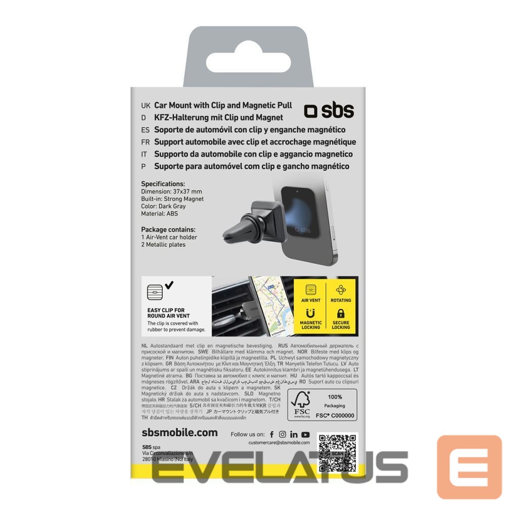 Auto holder SBS Magnetic smartphone holder SBS TESUPMAGLCLIP - black