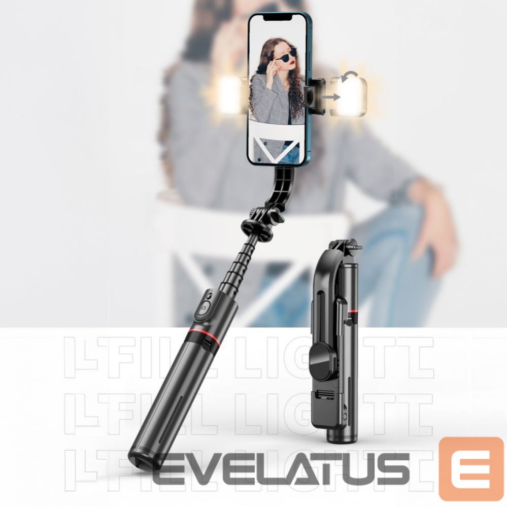 Camera accessory Tech-Protect Tech-Protect L05S Bluetooth Selfie Stick with Tripod up to 105cm with LED Light - Black