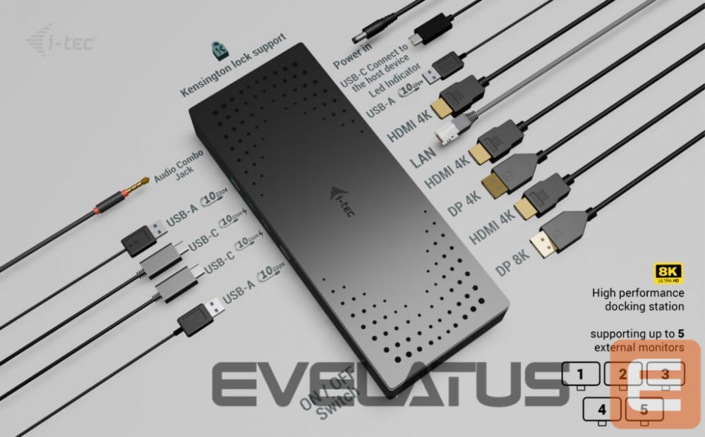 Computer accessories I-TEC I-TEC Universal 5x 4K Display DS+PD 100W