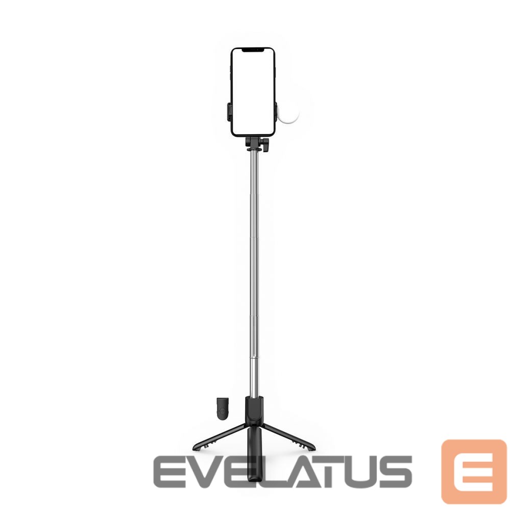 Camera accessory Hurtel Selfie stick WR1YXS telescopic tripod 0.71m with round lamp - black
