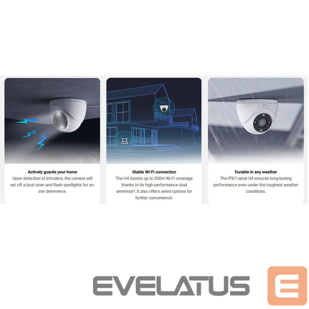 IP-kamera EZVIZ Ezviz H4 CS-H4 3MP 2K Outdoor IP67 Smart Home security camera MicroSD / Night vision White