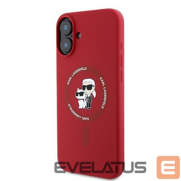Back panel cover Karl Lagerfeld Karl Lagerfeld Silicone Karl&Choupette Heads Ring MagSafe Case for iPhone 16 Plus - Red