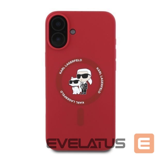 Back panel cover Karl Lagerfeld Karl Lagerfeld Silicone Karl&Choupette Heads Ring MagSafe iPhone 16 Case - Red