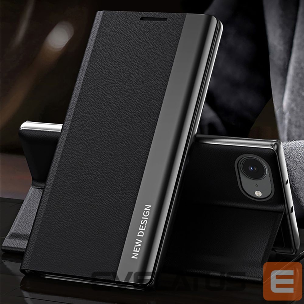 Back panel cover Hurtel Sleep Case Pro for iPhone 16e with Flip and Stand - Black