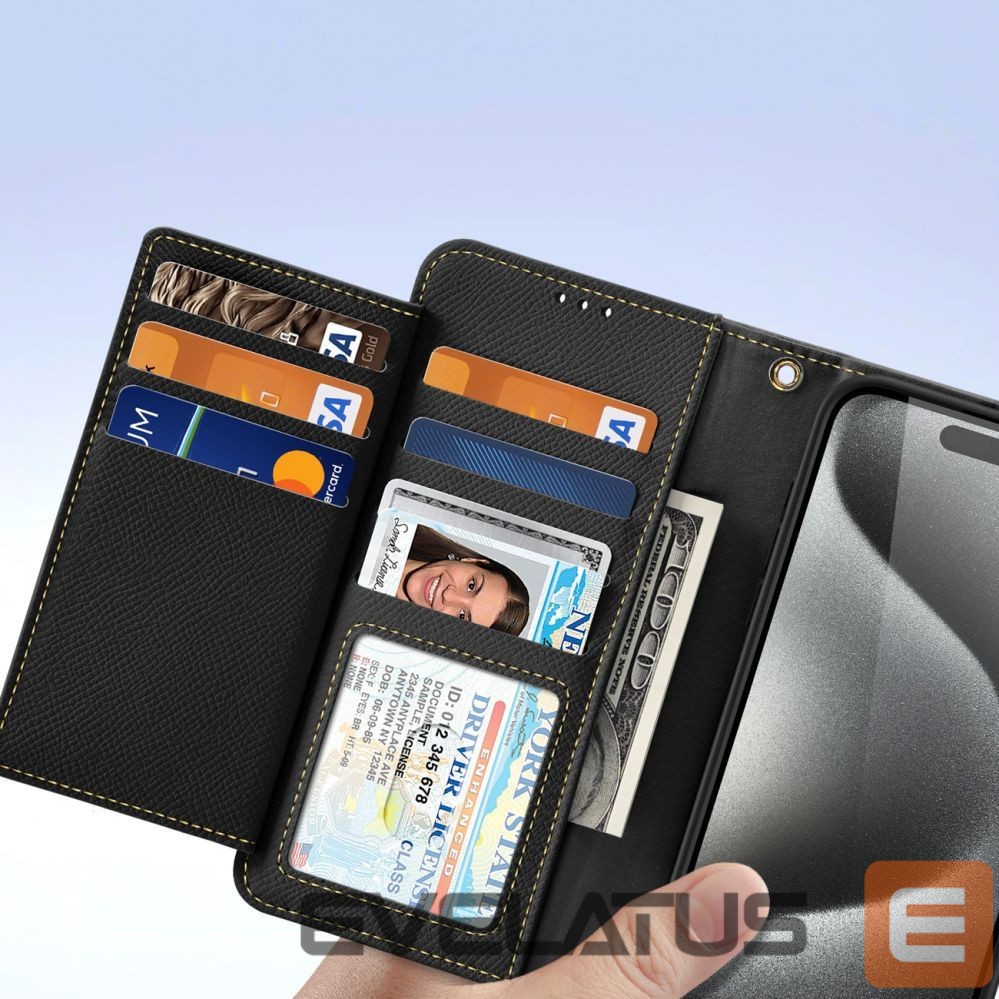 Back panel cover Dux Ducis Dux Ducis Lawa Leather Case for iPhone 15 Pro - Black