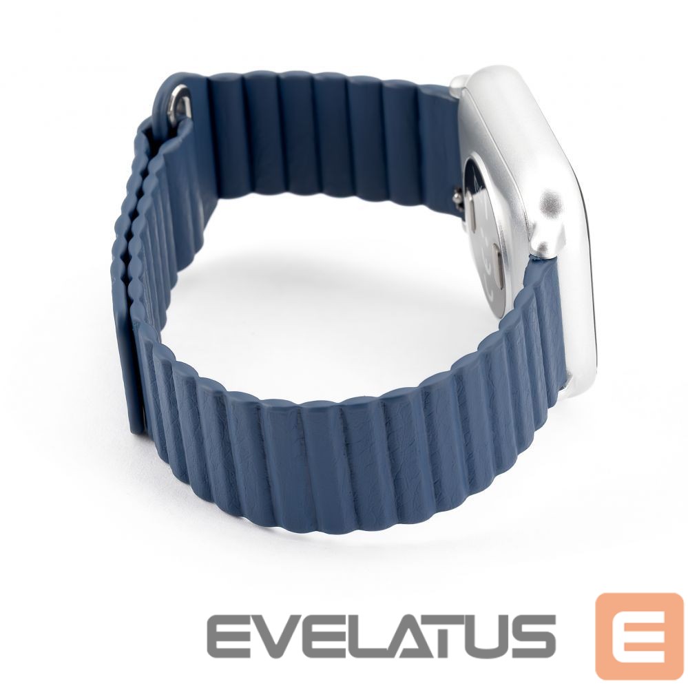 Strap Connect 22mm Flat head Leather - Silicone Loop Magnetic Watch Strap (130mm M/L) Midnight Blue