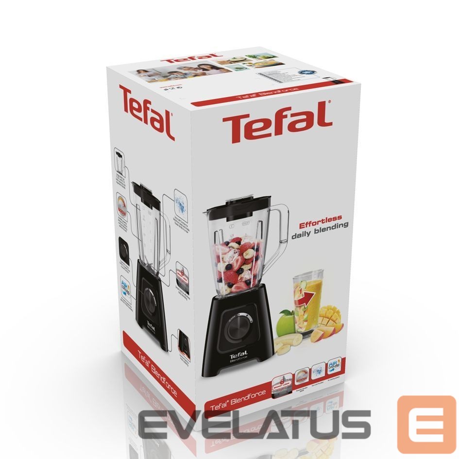 Mixers and blenders TEFAL Blender BL420838 BlendForce Tabletop, 600 W, Jar material Plastic, Jar capacity 1.25 L, Ice crushing, Black