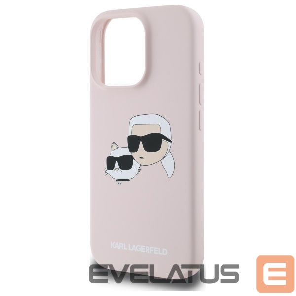 Back panel cover Karl Lagerfeld Karl Lagerfeld Silicone Nauble Heads Print MagSafe Case for iPhone 16 Pro - Pink