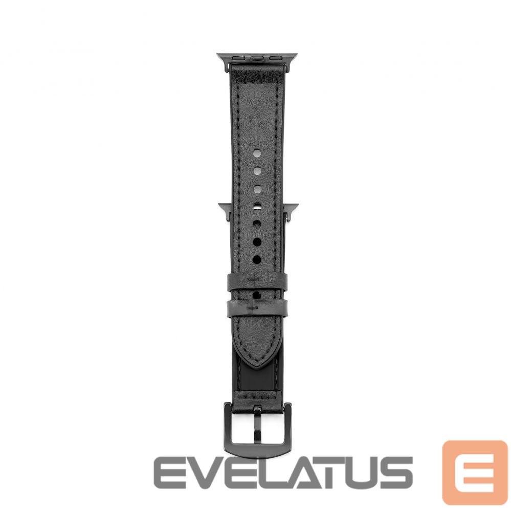Strap Connect Watch 42/44/45mm Silicone patch Leather Watch Strap (132mm M/L) Black