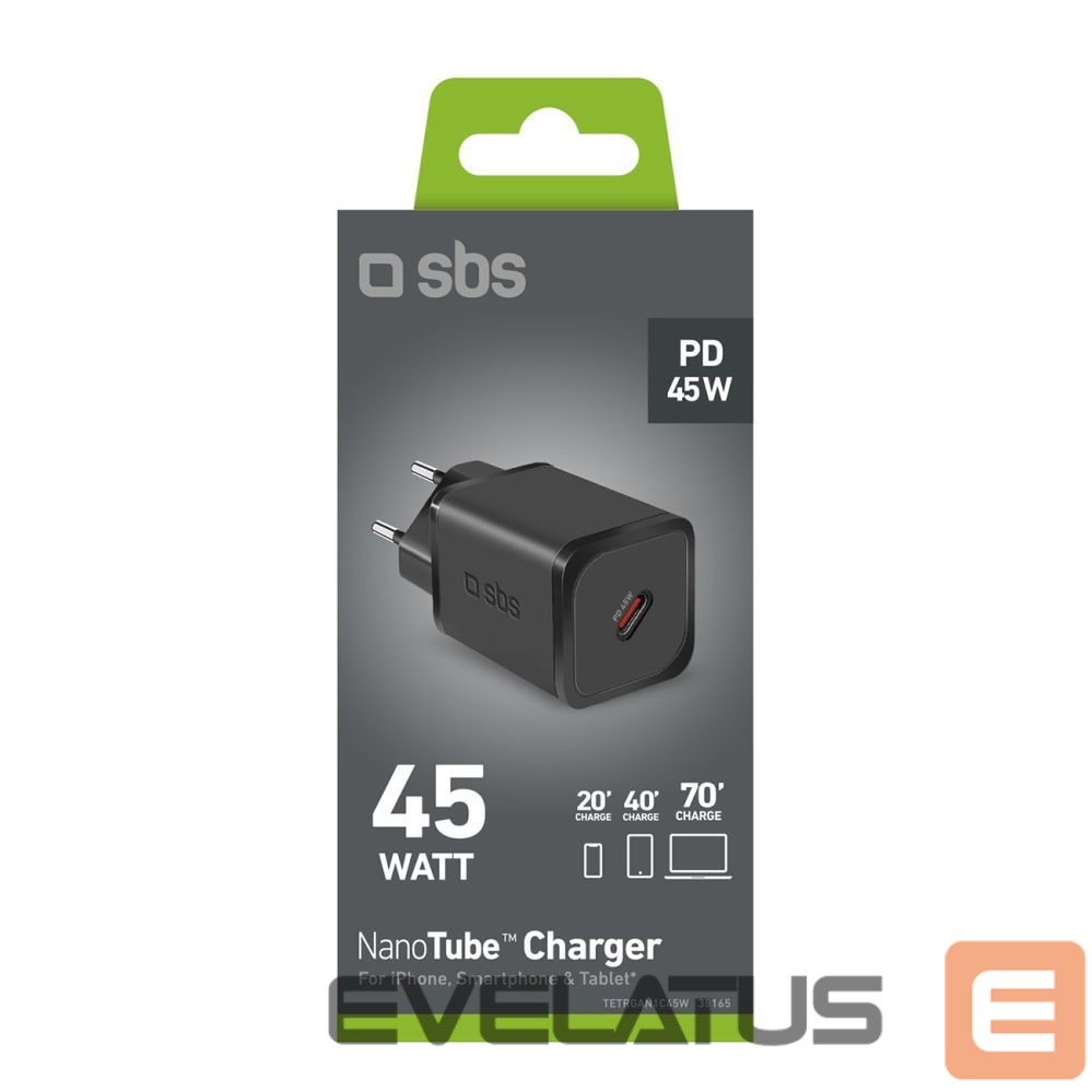 Adapter SBS SBS TETRGAN1C45W 45W GaN USB-C Wall Charger with Power Delivery - Black