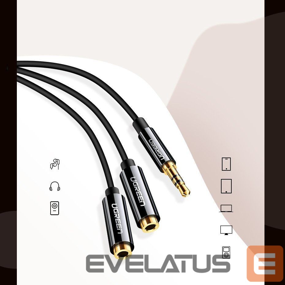 Cable Ugreen cable 3.5 mm headphone splitter mini jack AUX 25cm black (20816) Black