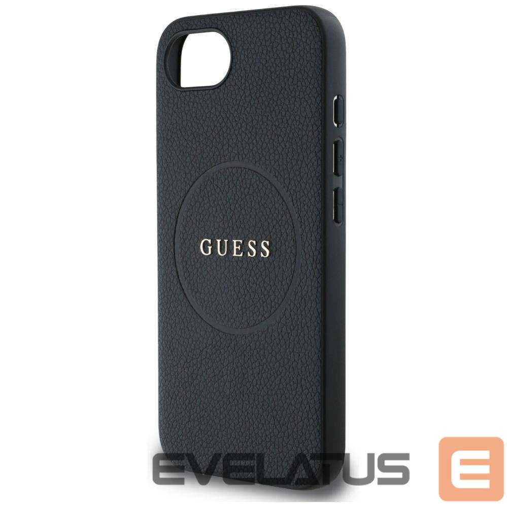 Back panel cover Guess Guess PU Grained Classic Logo case with MagSafe for iPhone 16e - black