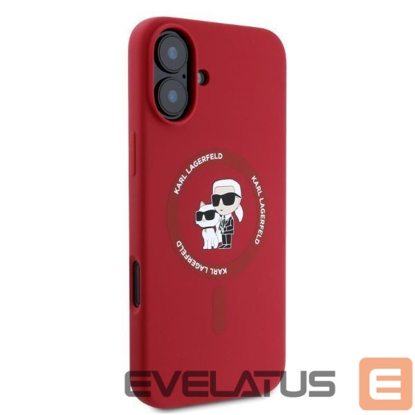 Back panel cover Karl Lagerfeld Karl Lagerfeld Silicone Karl&Choupette Heads Ring MagSafe iPhone 16 Case - Red