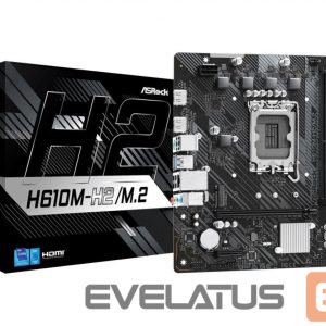Motherboard for Intel processors Asrock  Mainboard||Intel H610|LGA1700|Micro-ATX|Memory DDR4|Memory slots 2|1xPCI-Express 3.0 1x|1xPCI-Express 4.0 16x|1xM.2|2xHDMI|4xUSB 2.0|2xUSB 3.2|1xPS/2|1xRJ45|3xAudio port|H610M-H2/M.2 