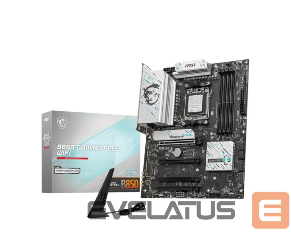 Motherboard for AMD processors MSI Mainboard||AMD B850|SAM5|ATX|Memory DDR5|Memory slots 4|4xPCI-Express 16x|3xM.2|1xDisplayPort|1xAudio-In|1xAudio-Out|1xMicrophone|4xUSB 2.0|2xUSB 3.2|2xUSB-C|1xOptical S/PDIF|1xRJ45|B850GAMINGPLUSWIFI
