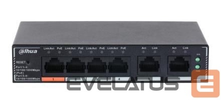 Commutator DAHUA Switch||DH-SG4006P|Type L2|PoE ports 4|60 Watts|SG4006P
