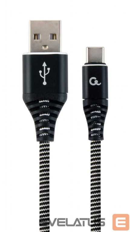 Cable Gembird CABLE USB-C 2M BLACK/WHITE/CC-USB2B-AMCM-2M-BW